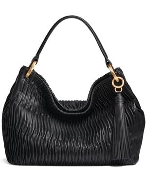 Donna Karan Glenwood Pleated Large Shoulder Handbag - Black