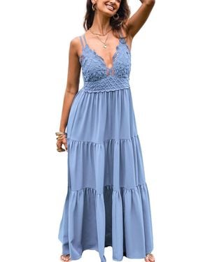 CUPSHE Romantic Stroll Blue Maxi Beach Dress