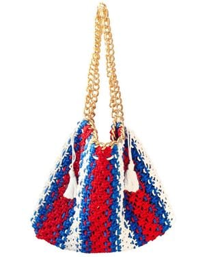 BrunnaCo St. Tropez Colette Macrame Beach Bag In - Blue