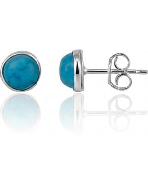 Spero London Blue Turquoise Dome Sterling Stud Earrings