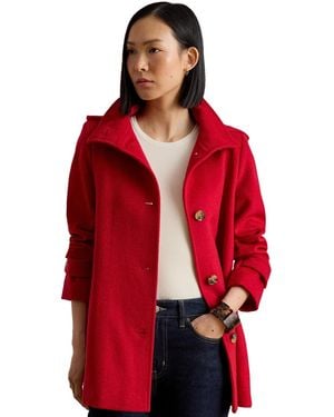 Ralph Lauren Icon Hooded A-line Coat - Red