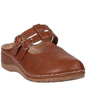 Gc Shoes Lalana Faux Leather Round-toe Clog Mules - Brown