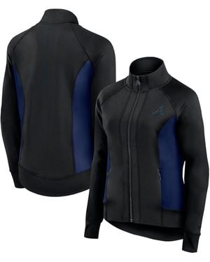 Fanatics Black Atlanta Braves Studio Fitted Full-zip Gym Track Jacket - Blue