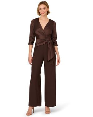 Adrianna Papell Crepe 3/4-sleeve Jumpsuit - Red
