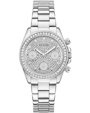 Guess Glitz -tone Stainless Steel Multi-function Watch - Gray