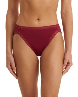 Natori Bliss Lace-trim Cotton French-cut Brief Underwear 152058 - Red