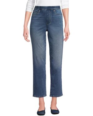 Lands' End Starfish High Rise Knit Denim Straight Crop Jeans - Blue