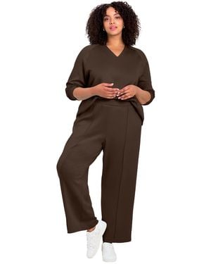 Avenue Seamed Wide Leg Pant - Brown