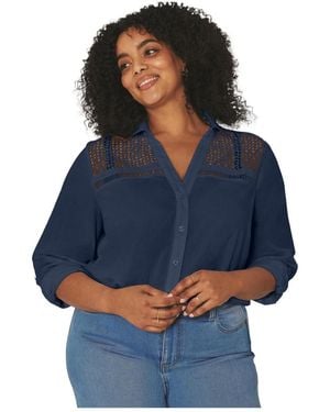 Avenue Long Sleeve Lace Detail Shirt - Blue