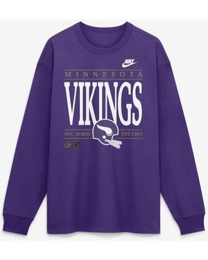 Nike Minnesota Vikings Rewind Max90 Throwback-graphic Long-sleeve Crewneck T-shirt - Purple