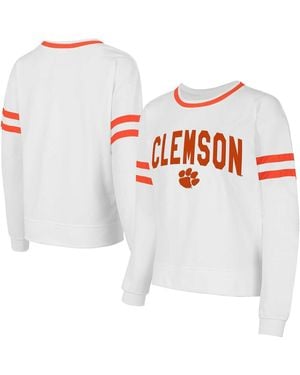 Concepts Sport Clemson Tigers Borough French Terry Arch Over Long Sleeve Top - White