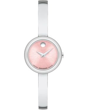 Movado Museum Bangle Round Swiss Quartz Stainless Steel Watch - Pink