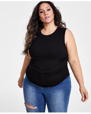Nina Parker Plus Size Ruched Sleeveless Top - Black