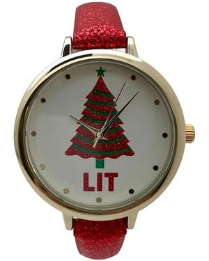 Olivia Pratt Faux Leather Christmas Themed Watches - Multicolor