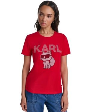KARL LAGERFELD Cool Choupette Logo T-shirt - Red