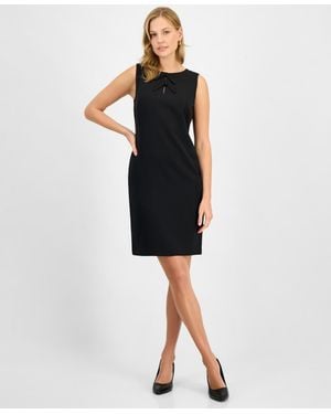 Kasper Bow Sleeveless Sheath Dress - Black
