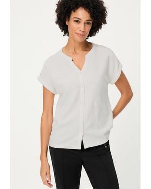 Olsen Waffle Knit Button Front T-shirt - White