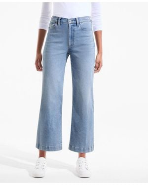 Lands' End Petite Recover Denim High Rise Wide Leg Crop Jeans - Blue