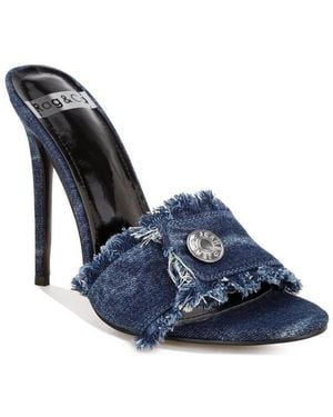 Rag & Co Claudia Distressed Denim Stiletto Sandals - Blue