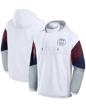 Fanatics Paris Saint-germain Hooded Quarter-zip Oversized Jacket - Blue