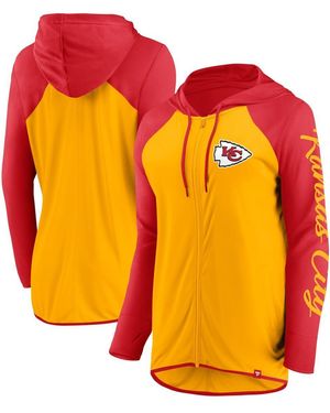 Fanatics Gold/red Kansas City Chiefs Script Full-zip Hoodie - Orange