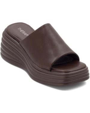 Therapy Australia Flaunt Square Toe Wedge Sandal - Brown