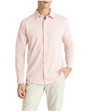 Level 7 Office-leisure Collection Dry Tech Oxford Seamless Long Sleeve Shirt - Natural