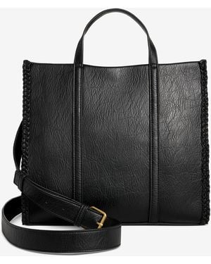 Style & Co. Braided Trim Boxy Tote Bag - Black