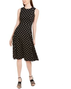 Calvin Klein Polka-dot Fit & Flare Dress - Black