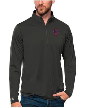 Antigua New York Mets Tribute Quarter-zip Pullover Top - Black