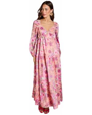 Coast Printed Fit And Flare Maxi Dress - Pink