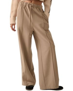 Modenaire High-rise Wide-leg Drawstring Pants - Brown