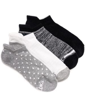 Muk Luks Dream Step Sporty Low Cut Ankle Socks, 4 Pair Pack - Gray