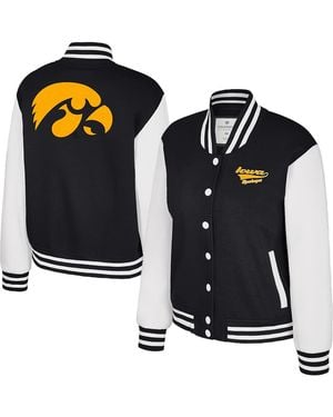Colosseum Athletics Iowa Hawkeyes French Baguette Full Snap Fleece Jacket - Black