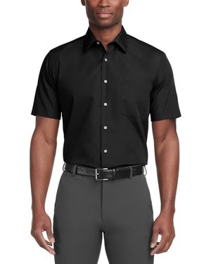 Van Heusen Poplin Solid Short-sleeve Dress Shirt - Natural