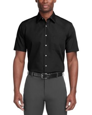Van Heusen Poplin Solid Short-sleeve Dress Shirt - Natural