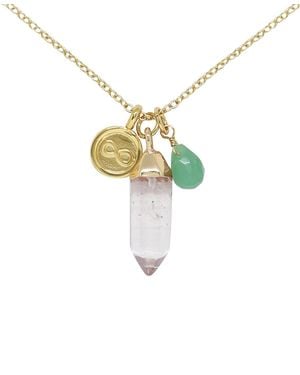 charged Crystal Gemstone Charm Necklace - Metallic