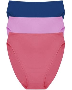 Natori Bliss Bare Cotton High Cut Brief 3-pack - Pink