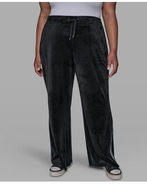 Karl Lagerfeld Plus Size Side Tweed Trackpants - Black