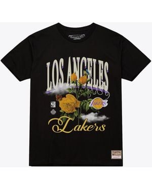 Mitchell & Ness And Los Angeles Lakers Floral Graphic T-shirt - Black