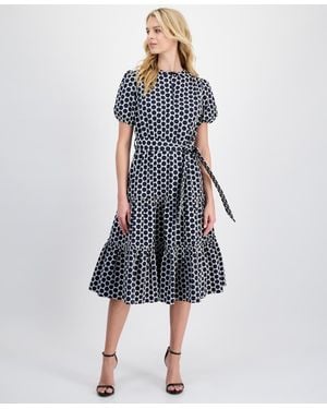 Tahari Marianna Embroidered Dress in White