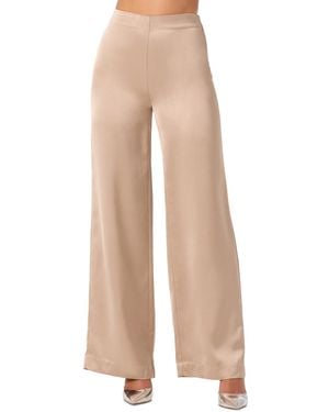 Astr Ivana High-waisted Wide-leg Satin Pants - Natural