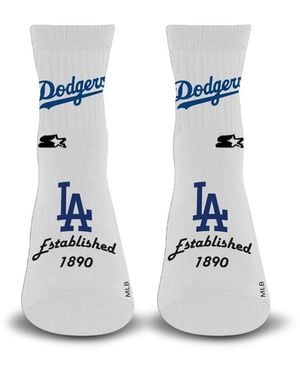 Starter And Los Angeles Dodgers Established Stencil Quarter Socks - White