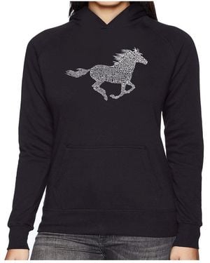 LA Pop Art Word Art Hooded Sweatshirt -horse Breeds - Black