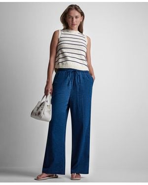 DKNY Sleeveless Crew Neck Striped Sweater - Blue