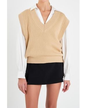 English Factory V-neck Knit Sweater Vest - White