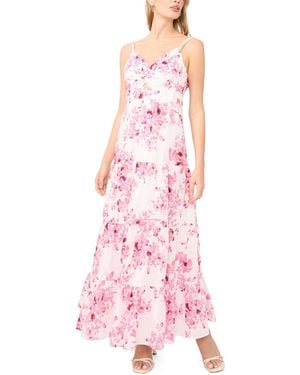 1.STATE V-neck Tiered Maxi Dress - Pink