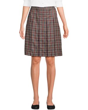 Lands' End Plaid Box Pleat Skirt Top Of The Knee - Multicolor