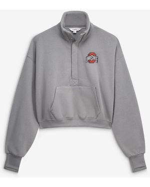 ZooZatZ Ohio State Buckeyes Cropped Powerhouse Half-snap Sweatshirt - Gray