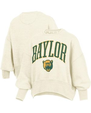 Pressbox Baylor Bears Oversized Waist-length Crewneck Sweatshirt - Natural